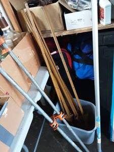 10-4 Ft Metal Stakes & 2-Wood Pole Clamps