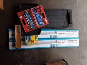 Mechanics Creeper, Wrench Set, Ball Mount Kit, Brake Light, 2-Shop Lights