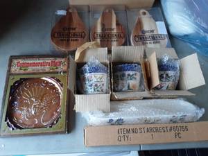 3-Cuervo Rim Salters, 4-Piece Planter Pot Set, Bicentenial Collector Plate, Kitchen Faucet Set, Pool Table Cover