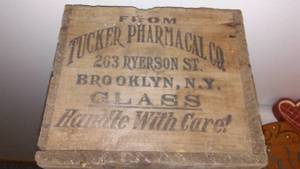 lot 4 image: Wood Box, Signs and Beads