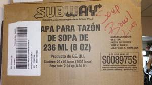 lot 99 image: Subway Soup Lids, Over 2500