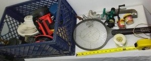 lot 168 image: Milk Crate with Sporting Goods