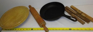 lot 169 image: 8 in. Skillet, Rolling Pin and More