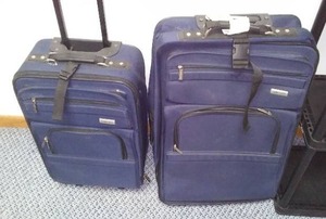 lot 216 image: (3) Suitcases with Quilt and Blanket