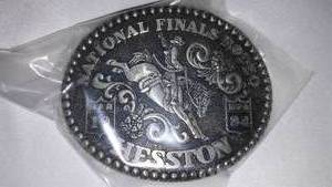 lot 221 image: (2) Hesston National Final Rodeo Belt Buckle