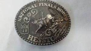 lot 224 image: (2) Hesston National Final Rodeo Belt Buckle