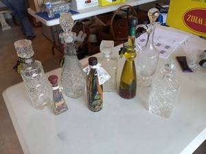 lot 178 image: Crystal decanters (6)  Oil bottles...