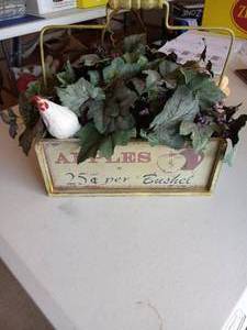 lot 184 image: Apples planter wgreens & chicken...