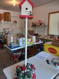 lot 188 image: Tall red bird house stand...