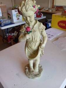 lot 200 image: Little girl with red rose statue ...
