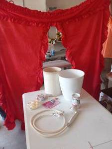 lot 87 image: Shower head with hose & waste baske...
