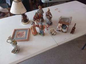 lot 97 image: Lamp, old manold lady figurines, m...