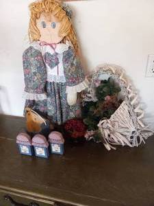 lot 115 image: Wooden standup doll decoration wha...