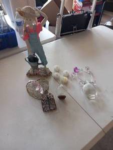 lot 122 image: Farmer Girl statue wmisc items (se...