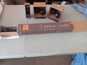 lot 14 image: Allen & Roth brown drapery rod set ...