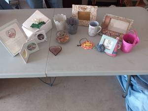 lot 20 image: Misc picture frames, candle holders...