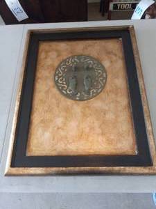 lot 22 image: Goldsilver picture with fish door ...