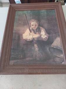 lot 23 image: Lady with broom picture Rembrant re...