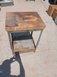 lot 25 image: metalwood stand with wheels great ...