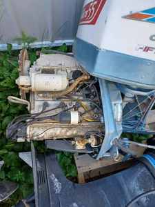 lot 197 image: Homelite Fisher-Pierce 4 cycle 55 hp. Outboard - No Prop