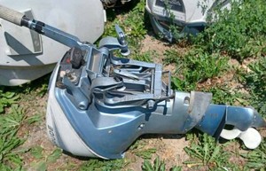 lot 214 image: Evinrude 9.5 hp. - Model No. 9822E Outboard, Serial No. E08681