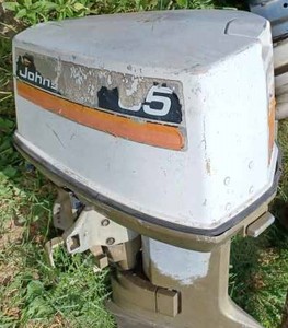 lot 221 image: Johnson Model No. 85ESL748 Outboard - 85 hp. , Serial No. J4080276