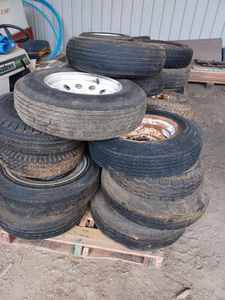 lot 344 image: About 56 - Boat Trailer, Utility Trailer, and Automotive Tires an Rims including 4.80 X 8, 6-06-9, ST18580R13, ST205 - 17.5 - 014s