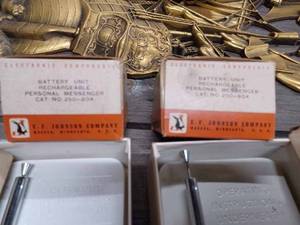 lot 438 image: Pair of Vintage E.F. Johnson Company Personal Messengers 2-Way Portable Radio Transceivers in Original Boxes - Used, One Transceiver has No Crystals