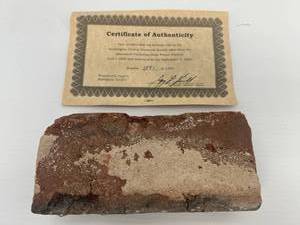 lot 4 image: Brick From Minnesota TerritorialState Prison Factory Built 1890 Destroyed By Fire In 2002 With COA