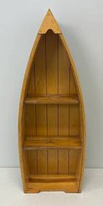 lot 24 image: Wooden Boat Display Shelf 31T x 11 12 W x 6 D