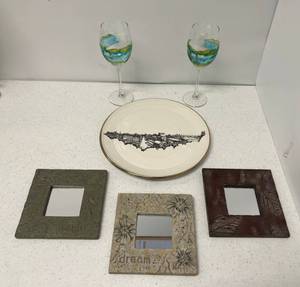 lot 38 image: Group Including Stillwater Hand Painted Cups, Plate And More