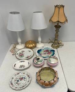lot 39 image: Group Of Vintage Plates, Powder Boxes And More