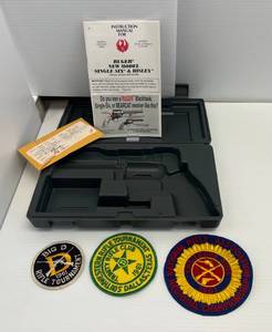 lot 55 image: Ruger .32 H&R Revolver Hard Case, Manual And 1961 Rifle Tournament Patches