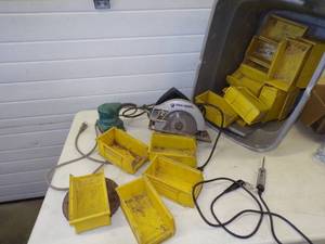 Palm Sander, Circular Saw, Parts Bins