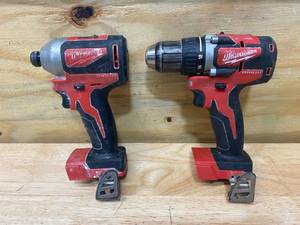 MILWAUKEE M18 18V Lithium-Ion Brushless Cordless 14 in. Impact Driver with M18 18-Volt Lithium-Ion Brushless Cordless 12 in. Compact DrillDriver (Tools-Only)