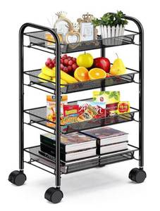 THE CLEAN STORE 4 Tier Storage Cart with Fixed Baskets