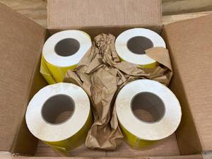 Lot of 4 Rolls of- 4x2 Yellow Flood Poly Label WPef