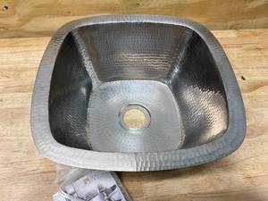 NATIVE TRAILS CPS547 Rincon 13 Single Bowl Undermount Square Hand Hammered Copper Bar and Prep Sink With Finish Brushed Nickel