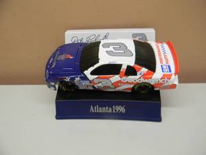 ACTION RACING SPORTS IMAGE 124 SCALE STOCK CAR ON BANK BASE - DALE EARNHARDT ATLANTA 1996 LIMITED EDITION WINSTON CUP - AWESOME PIECE - NEW IN BOX - SEE PICTURES