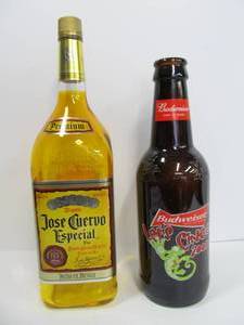 lot 5 image: LARGE Glass BeerLiquor Display Bottles