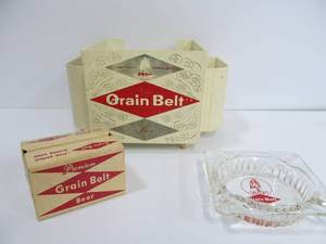 lot 6 image: Vintage BarRestaurant GRAIN BELT Napkin & Condiment Holder Matches & Ashtray