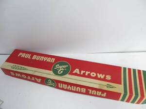 lot 15 image: Excellent NOS Vintage PAUL BUNYAN Flight-Matched Archery Arrow Set