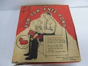 lot 20 image: NOS Vintage Old Western Paw Paw Knee Pony Toy 