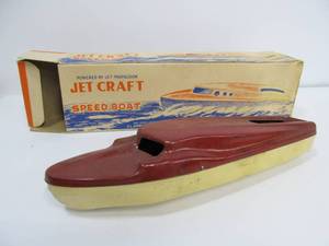 lot 25 image: Vintage 1946 JET CRAFT Speed Boat Toy wBox