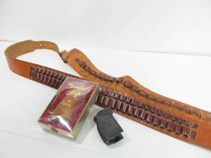 lot 47 image: 2 vintage Western Leather GunAmmo Belts