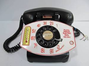 lot 57 image: Vintage Western electric Black Rotary Dial Telephone wAdvertising Attachment