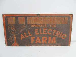lot 66 image: Vintage Metal All-Electric Farm Advertising Sign