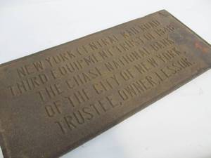 lot 69 image: Vintage 1940s Heavy Cast Iron Railroad Plaque