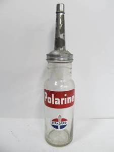lot 81 image: Orig Vintage 1930s era POLARINE Motor Oil Bottle wSpout