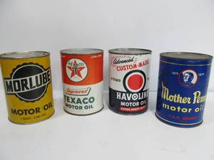 lot 82 image: 4 Vintage Advertising Motor Oil Cans